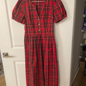 J. Crew Tartan Plaid puff sleeve Dress